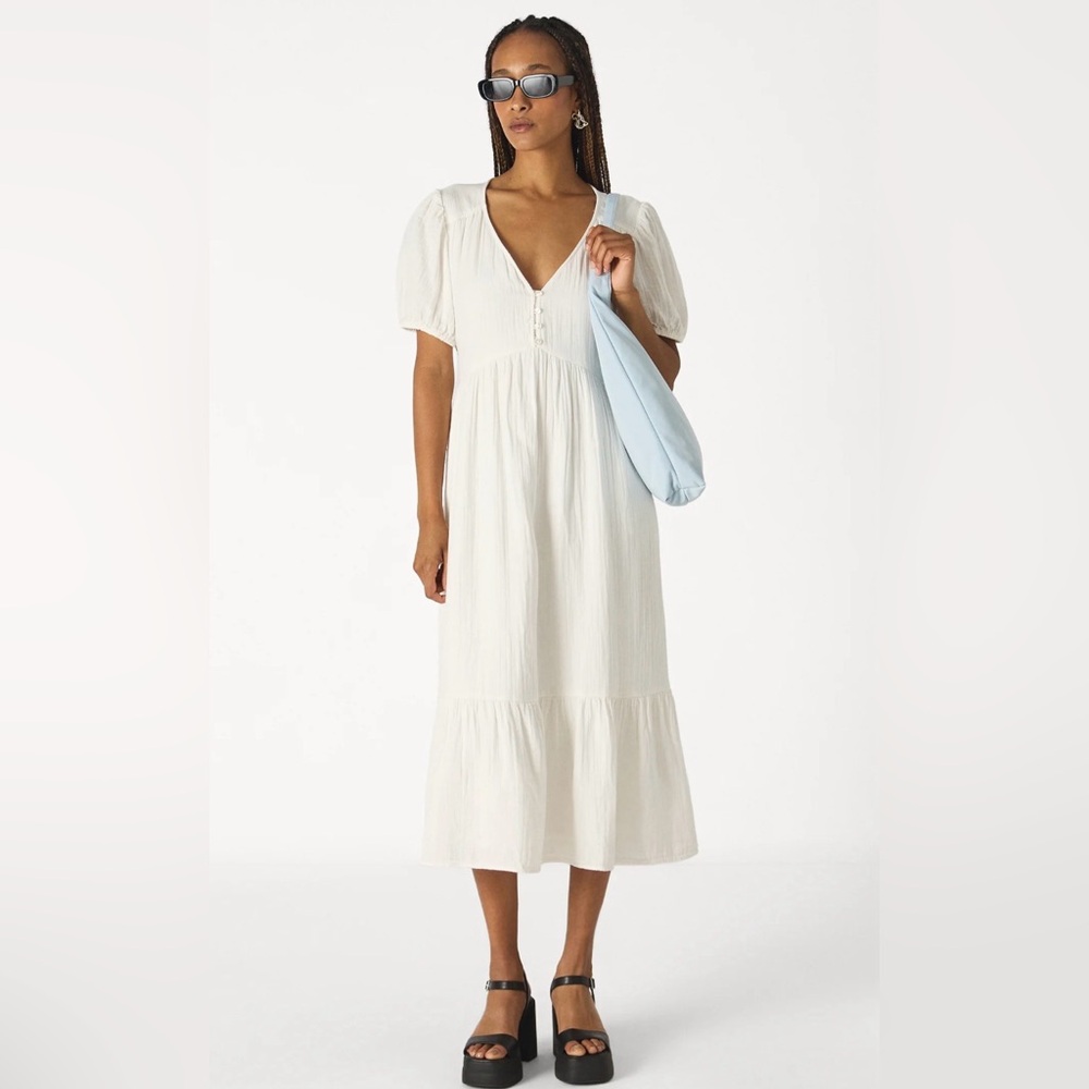 Gap Gauze - Maxi dress  puff sleeve off white size S Tall